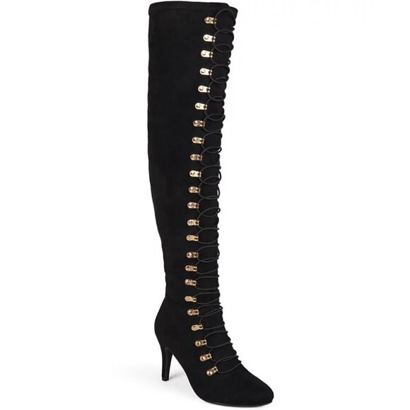 Journee Collection Womens 8.5 Trill Lace Up Over The Knee Dress Boots $79 S4 - Picture 4 of 9